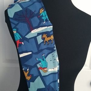 LuLaRoe Holiday Print Kid Legging L/XL